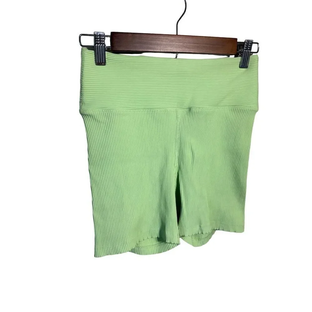 Year of Ours Women's High-Waist Biker Volley Shorts Pistachio Green Size M